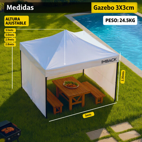 Gazebo Plegable Reforzado 3x3 M Con Paredes Carpa Autoarmable Jardin Playa Patio Toldo Imback Color Blanco Gazebo Plegable Reforzado 3x3 M Con Paredes Carpa Autoarmable Jardin Playa Patio Toldo Imback Color Blanco