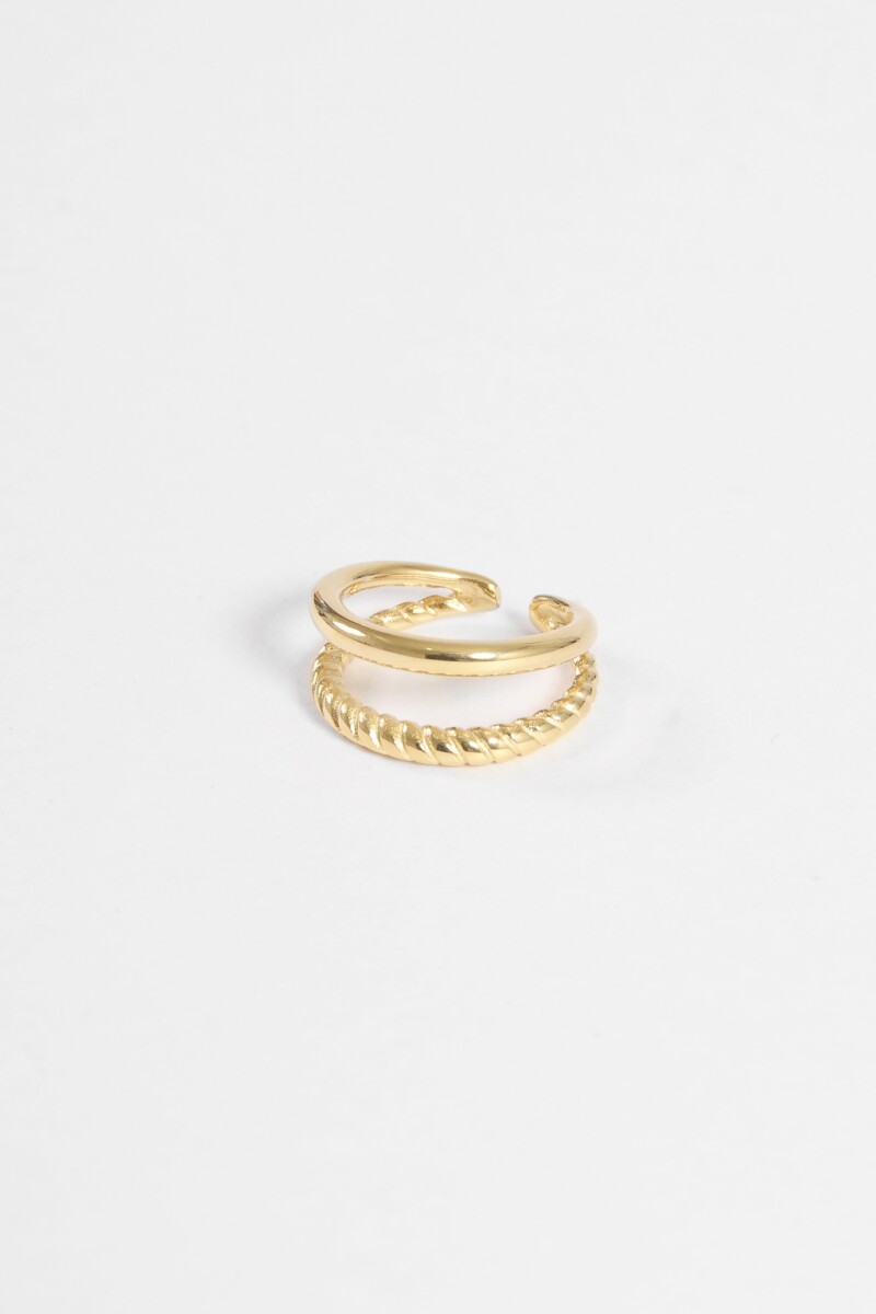 Anillo acero doble dorado