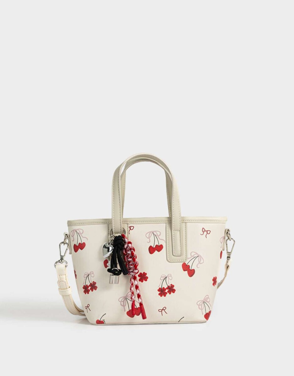 Cartera City Con Charm - Blanco Crudo 