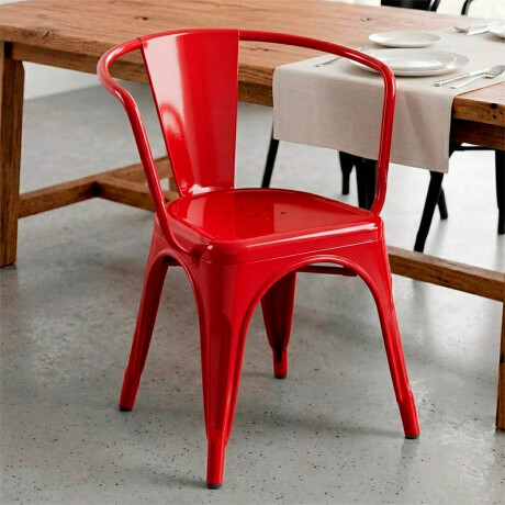 Silla Tolix Fade To Black Metálica Reposabrazo Rojo