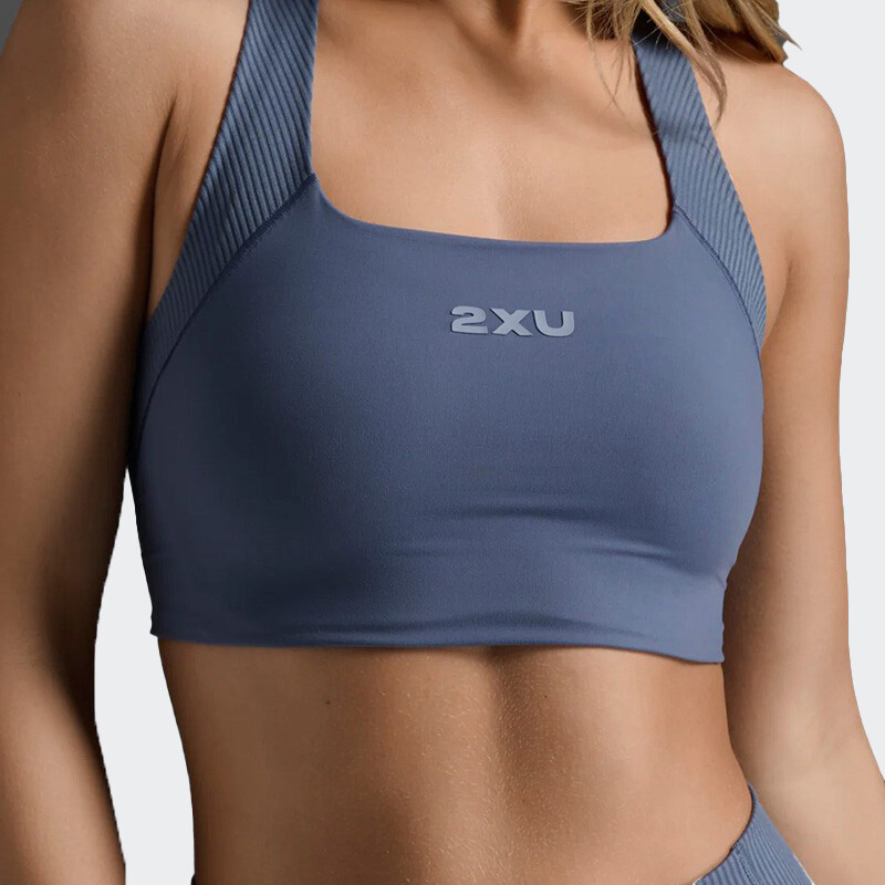 Top 2XU Ribbed Longline Low Impact Azul