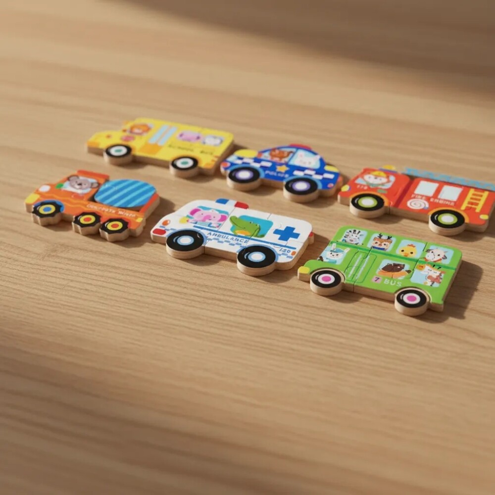 Puzzle divertido en lata transportes