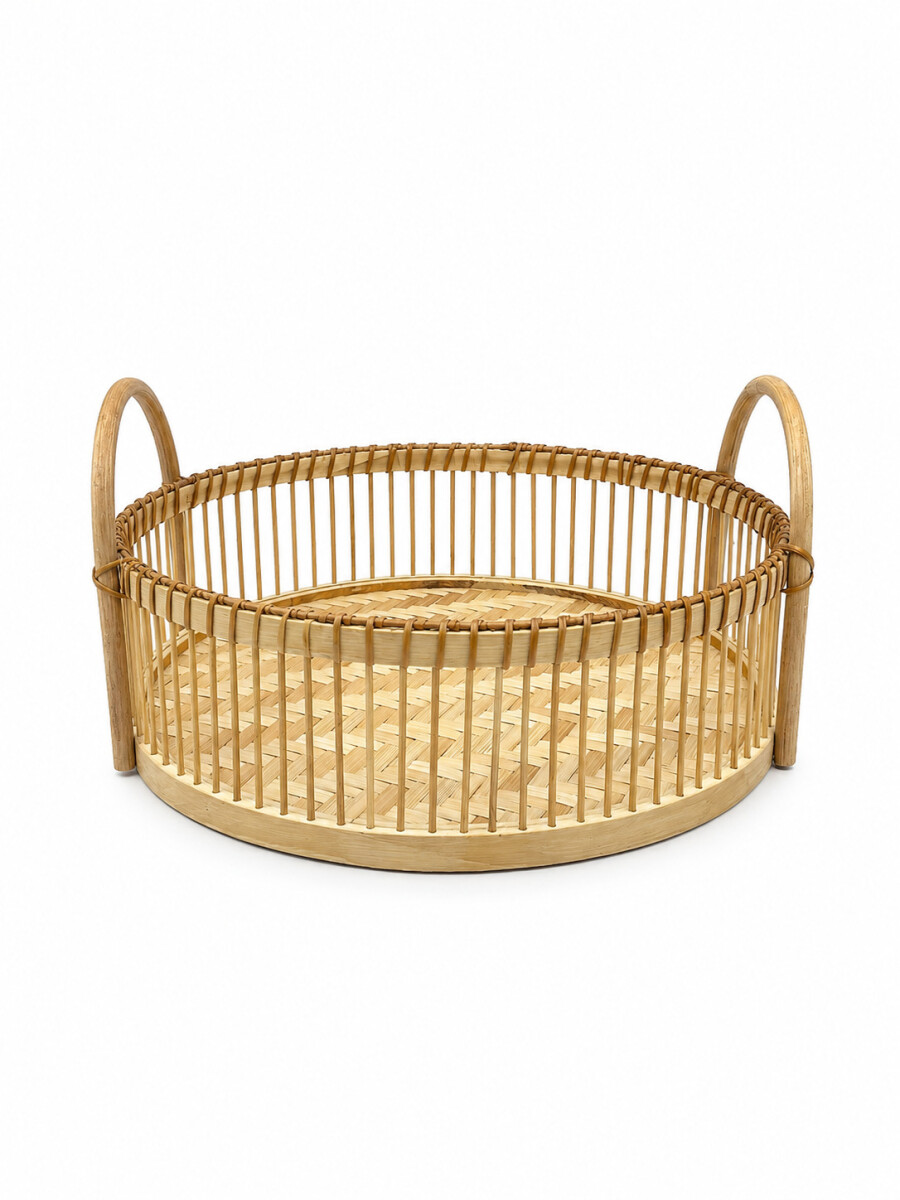 CESTA DE BAMBU CON ASAS - BEIGE 