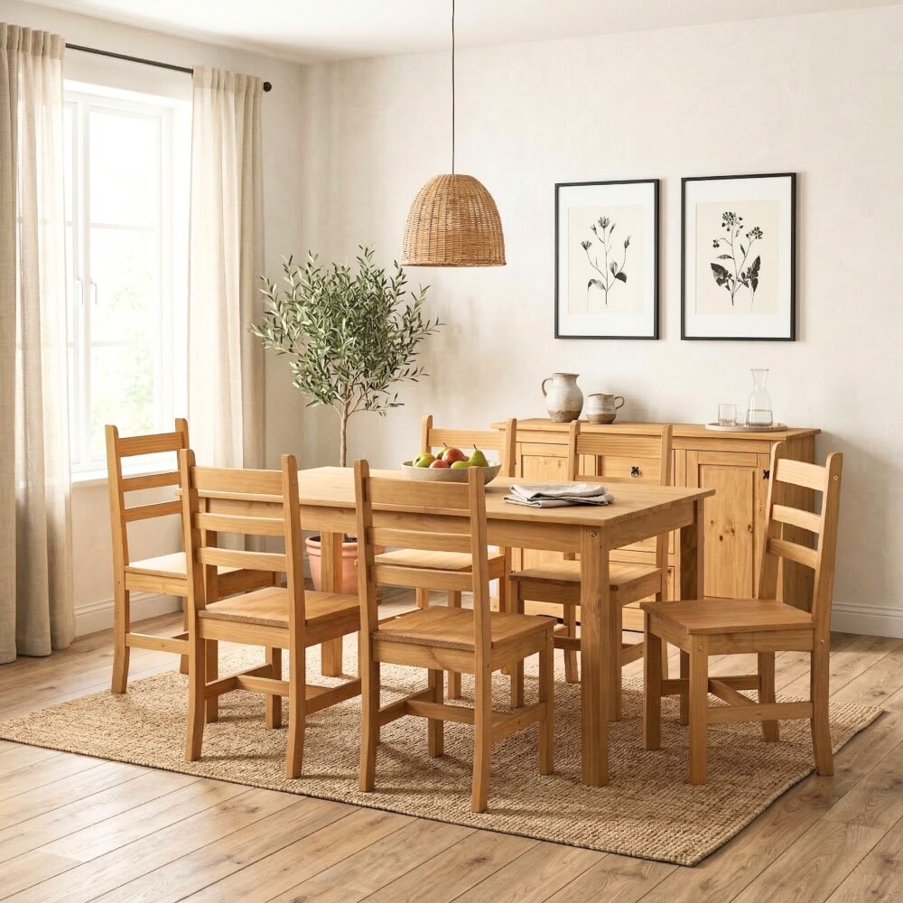 Juego De Comedor Lucia Plus 6 Sillas - Madera Natural