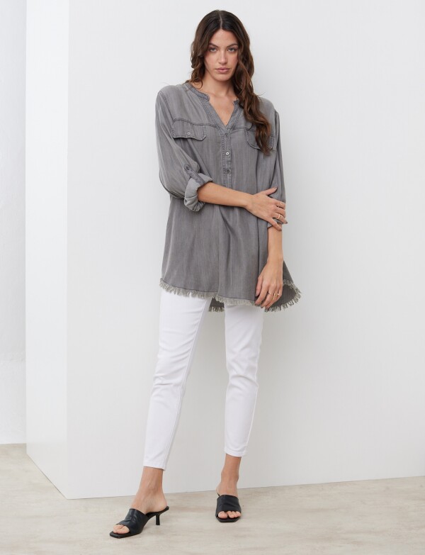 Blusa Oversize Tencel GRIS
