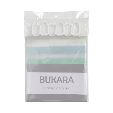 Cortina Baño Bukara con Argollas 180 x 180 cm 209 RAYAS CELESTE