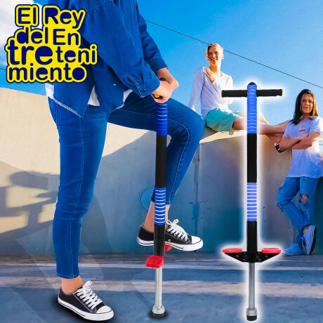 Palo Saltarin Metálico Pogo Stick C/ Resortes Niños Azul