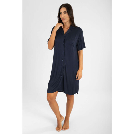 New ribb camison abotonado en el frente Azul