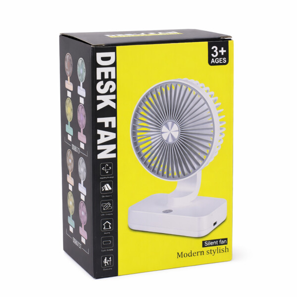 Ventilador Escritorio Recargable Usb Batería 3 Velocidades Color Blanco