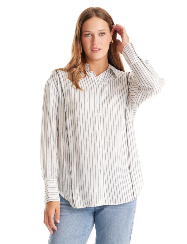 Camisa Lineas Pespunte BLANCO/NEGRO