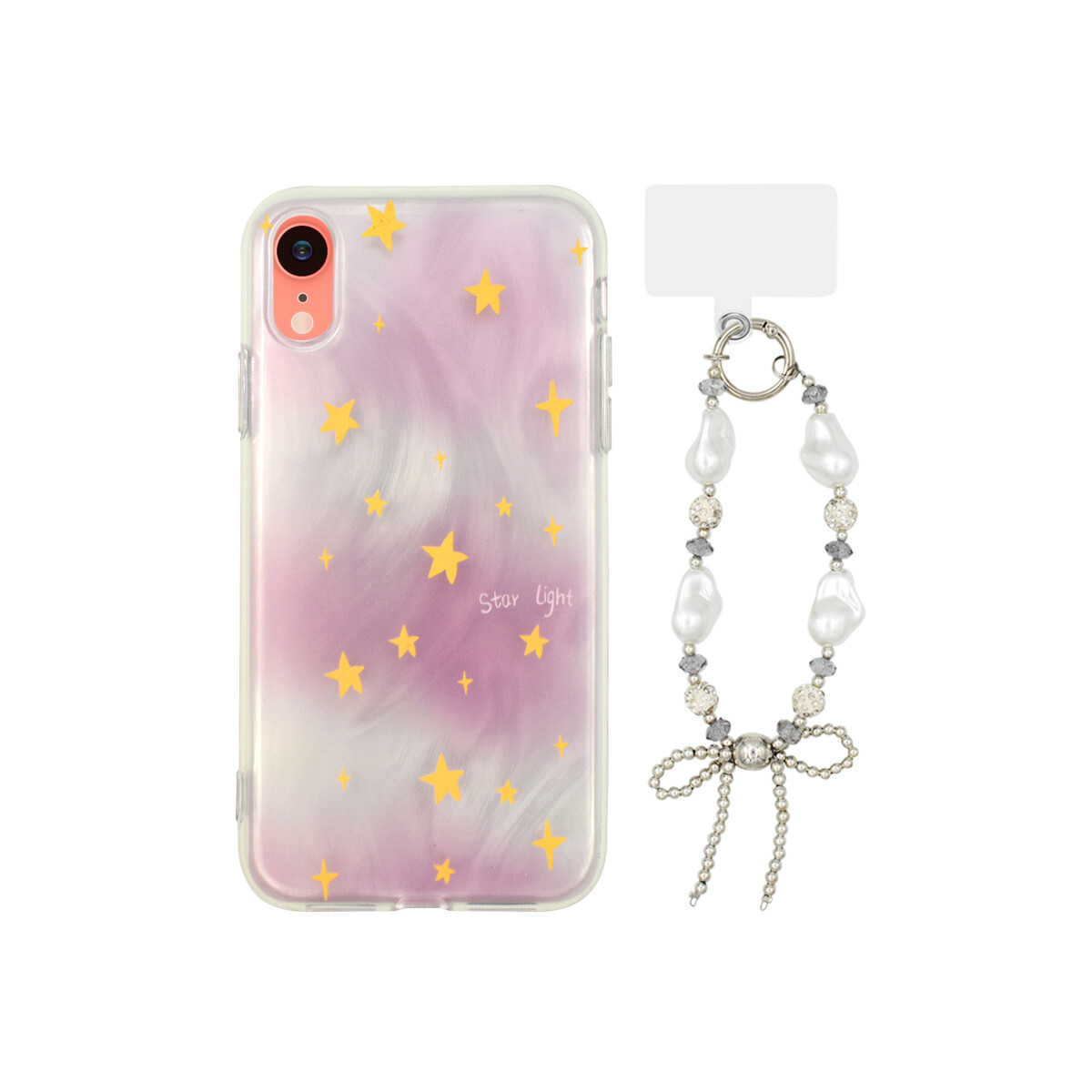 Protector para iPhone XR diseño estrellas con correa 