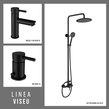 JUEGO DE GRIFERIA NEGRO BARRAL DE DUCHA LAVATORIO BAJO Y BIDET 000