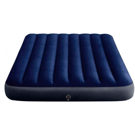 Colchón Inflable Intex 2p Camping +almohada +inflador azul