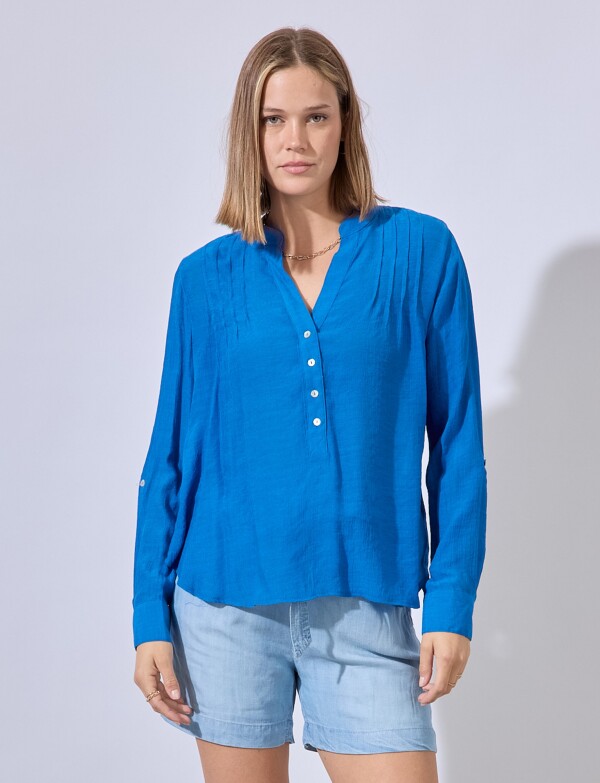 Blusa Plisada AZUL