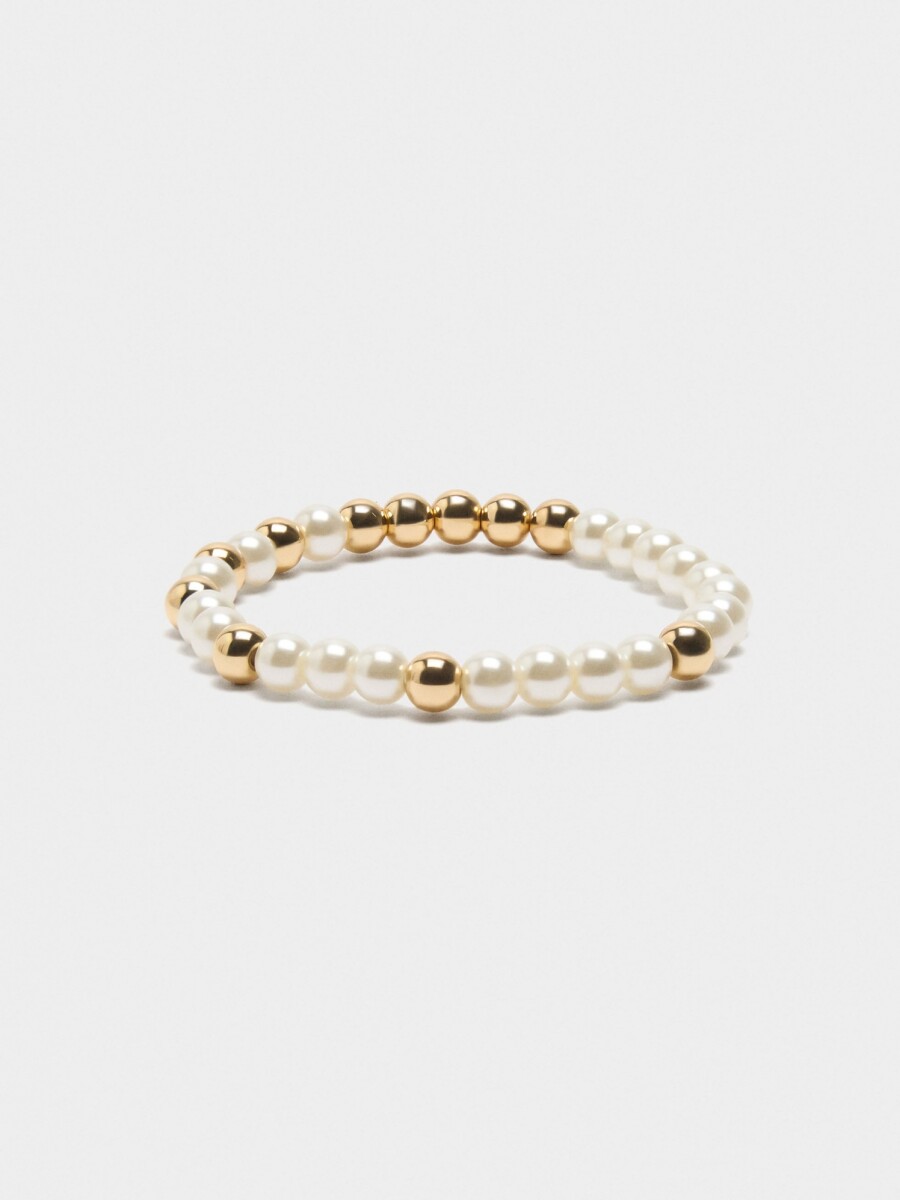 Pulsera Elástica De Perlas blanco