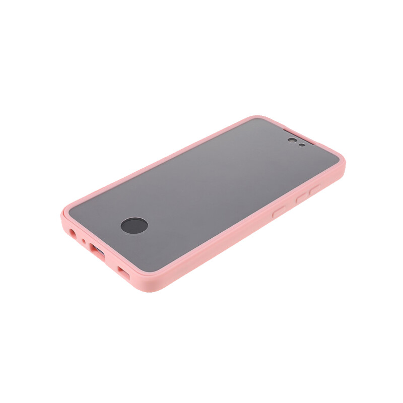 Protector rígido Samsung Galaxy A52 transparente con bordes color rosa Protector Rígido Samsung Galaxy A52 Transparente Con Bordes Color Rosa