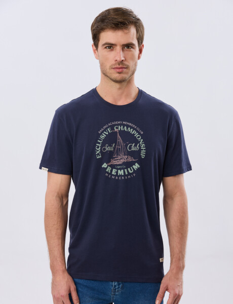 REMERA ESTAMPADA DE ALGODÓN Azul