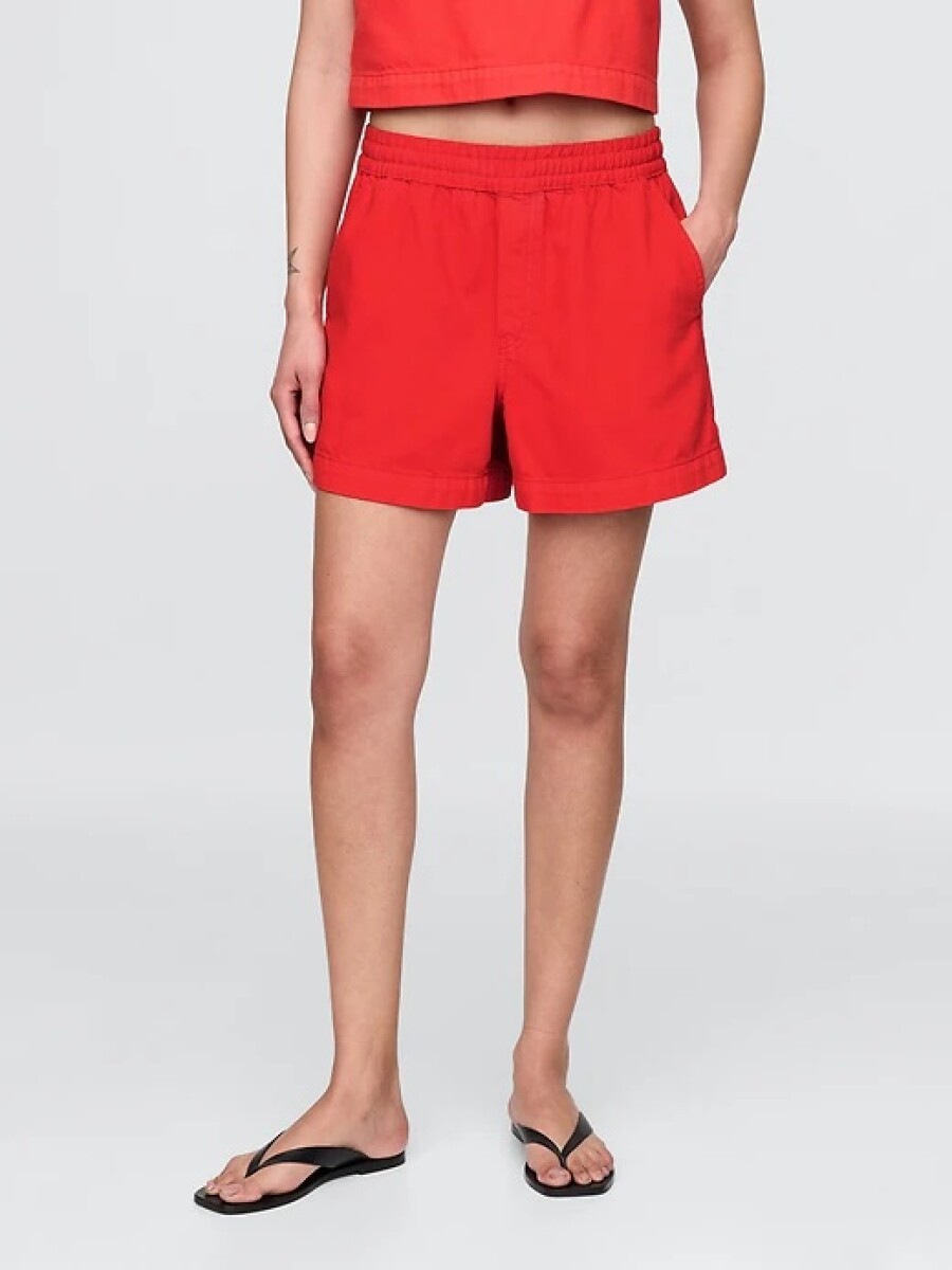 Short De Jean Pull On Mujer - Tomato Sauce 