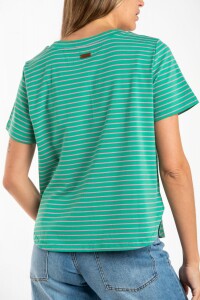 Remera Algodón A Rayas Verde