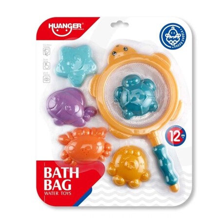 Juego Pesca con Red Animales Marinos Agua Baño Bebé Huanger Multicolor