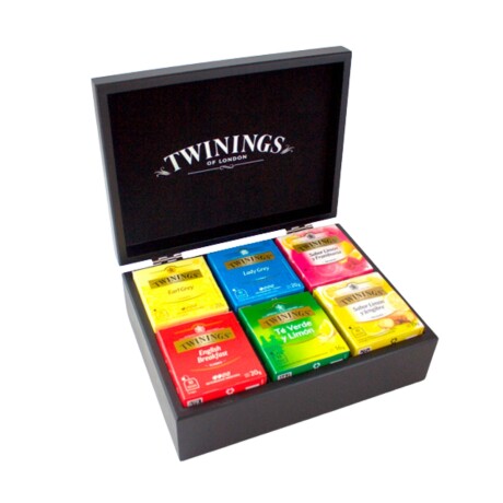 Caja de Té Twinings en Madera con 6 Sabores NEGRO