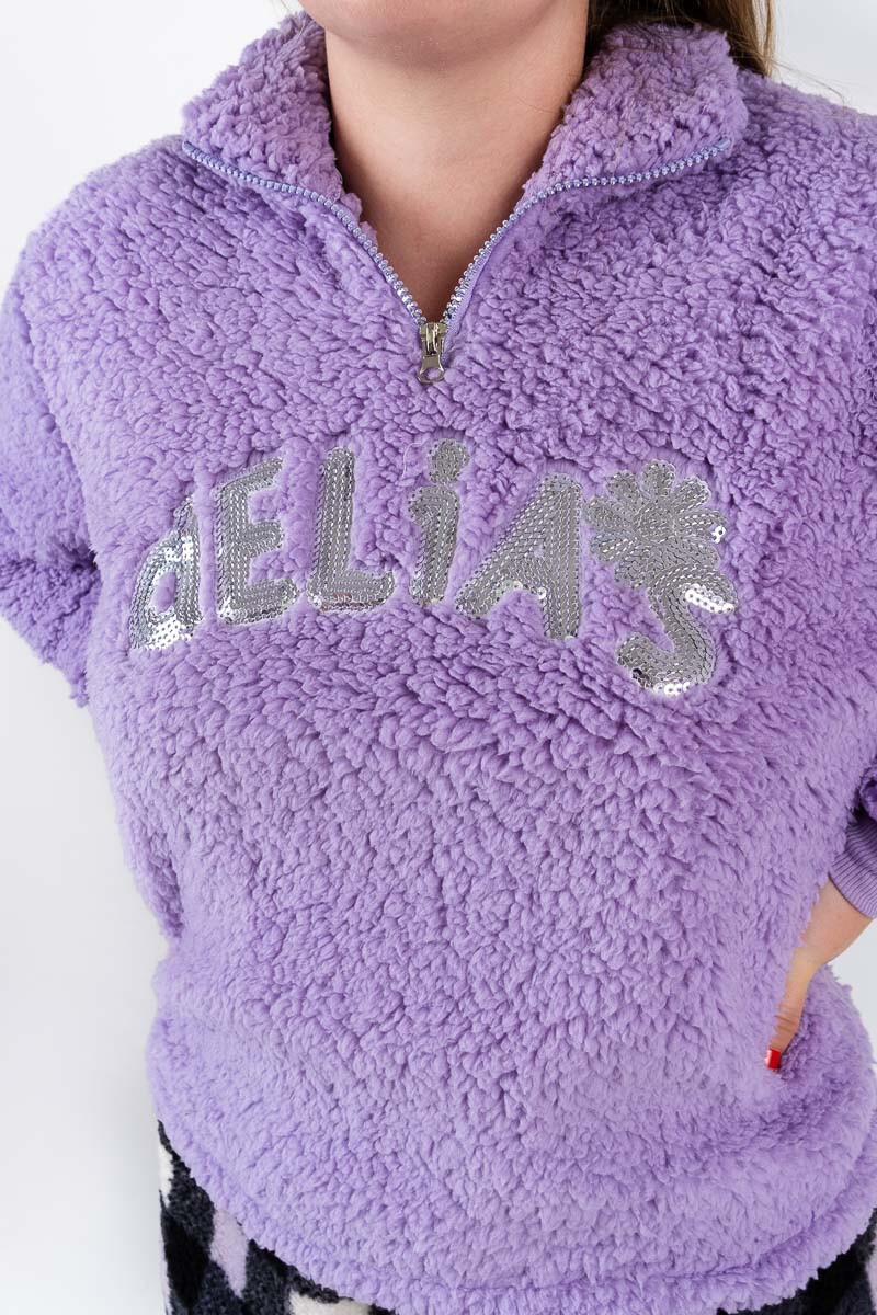 PIJAMA CON CIERRE EN SHERPA LILA