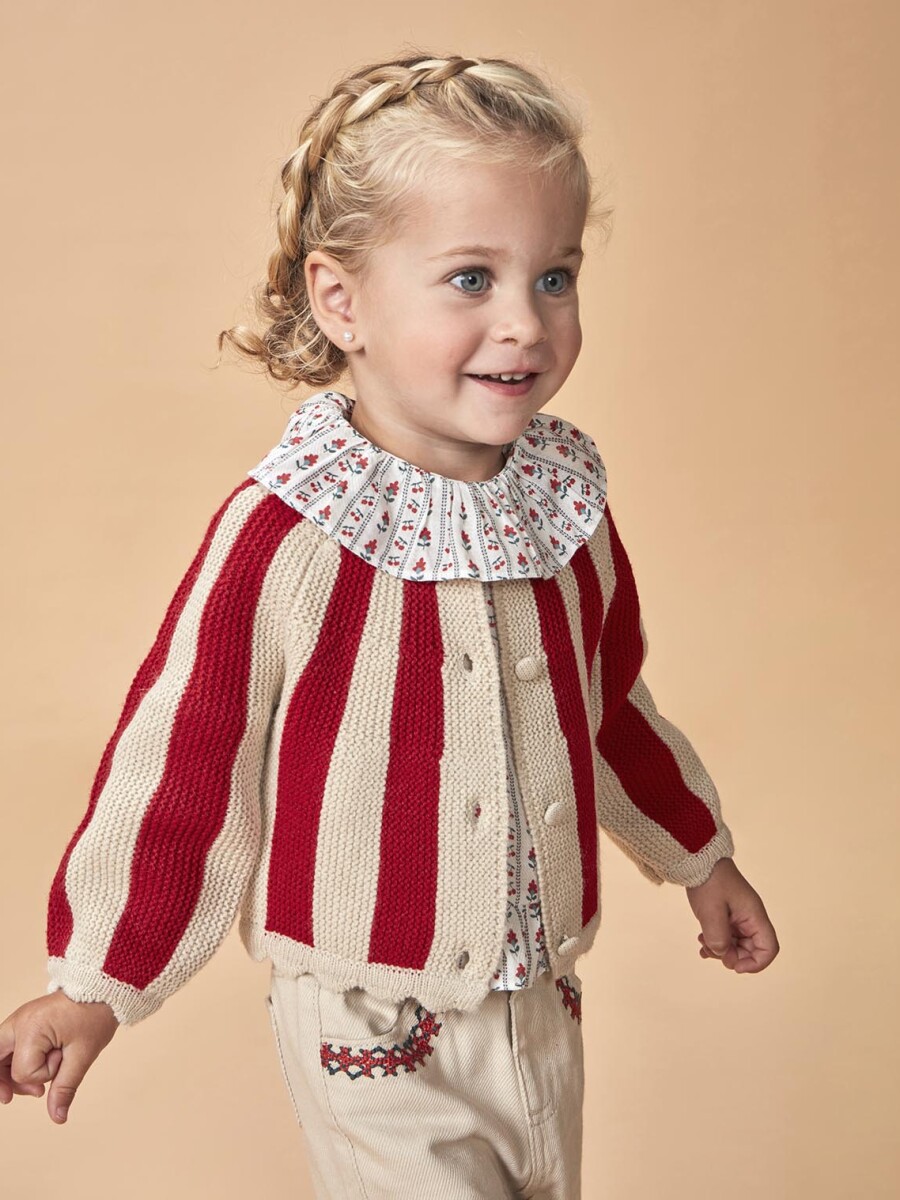 Chaqueta De Rayas Rojo