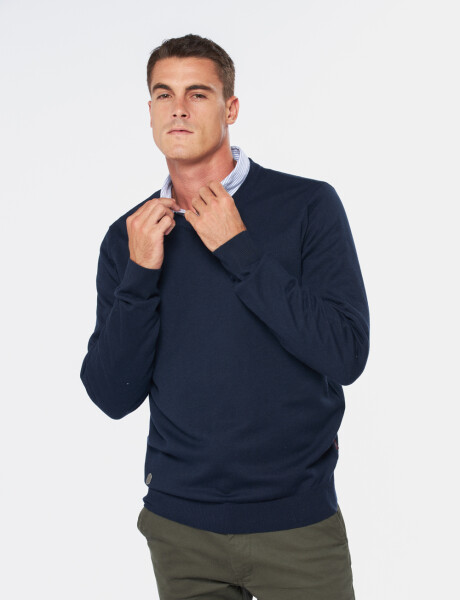 BUZO TEJIDO CUELLO EN V Azul