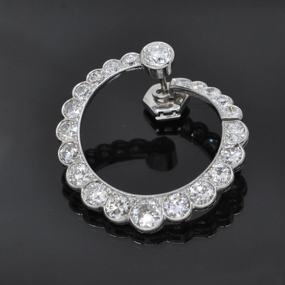 Antiguo Par De Caravanas En Platino Y Diamantes 6 Ct 1930-1950'S Antiguo Par De Caravanas En Platino Y Diamantes 6 Ct 1930-1950'S
