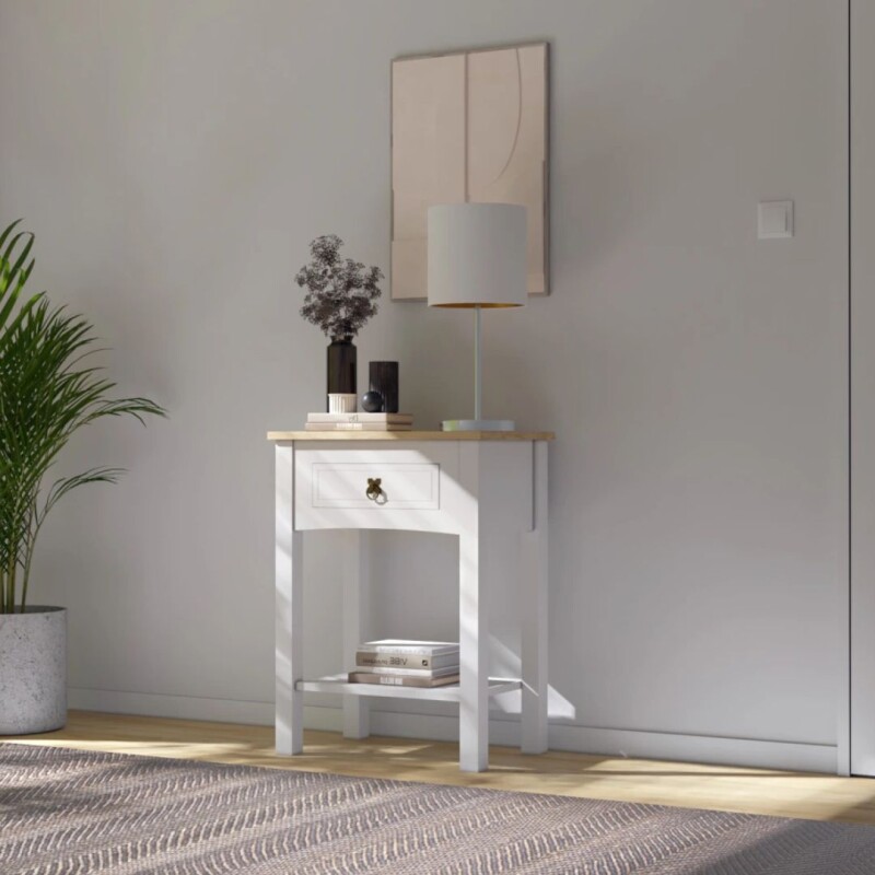 Consola 1 Cajón Mesa de luz Sommier - Linea Mexicana Blanco Consola 1 Cajón Mesa de luz Sommier - Linea Mexicana Blanco