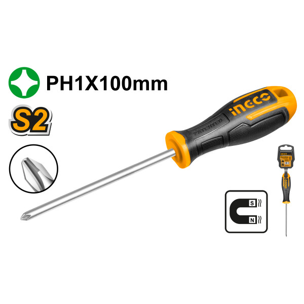 DESTORNILLADOR PHILLIPS PH1 INGCO HS68PH1100 Ø5MM LARGO 100MM DESTORNILLADOR PHILLIPS PH1 INGCO HS68PH1100 Ø5MM LARGO 100MM
