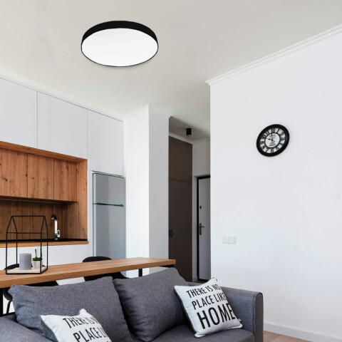 Plafón LED redondo 18W negro, luz neutra Ø21,5cm NV2141