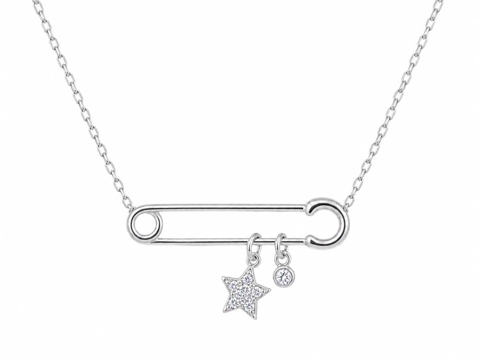 Cadena y colgante en plata con cubic zirconias estrellita 