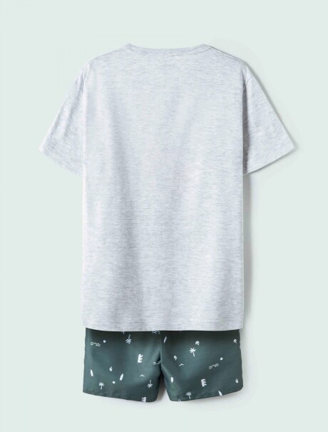 CONJUNTO DE NIÑO CON BERMUDA ESTAMPADA GRIS