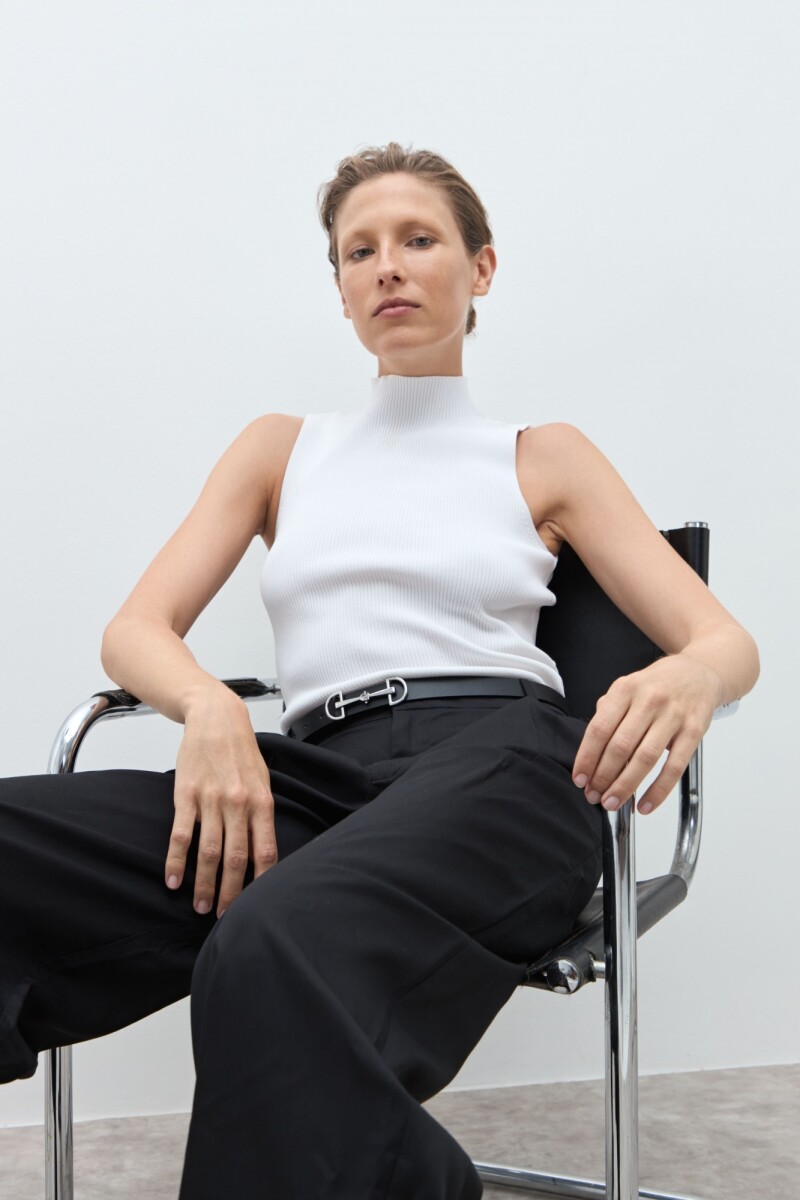 Top canalé - blanco 