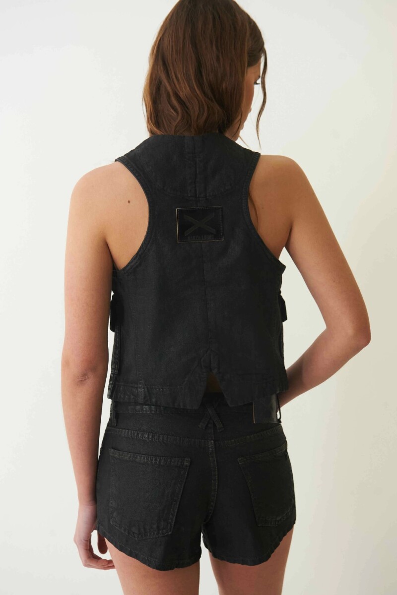 CHALECO SAMAN LEATHER Negro