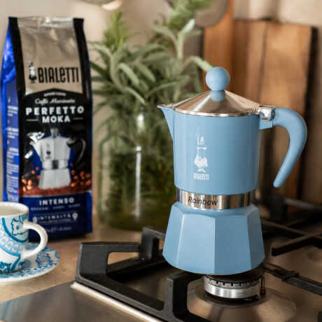 Cafetera Moka Rainbow Celeste 270ml 6 Tazas Bialetti Cafetera Moka Rainbow Celeste 270ml 6 Tazas Bialetti