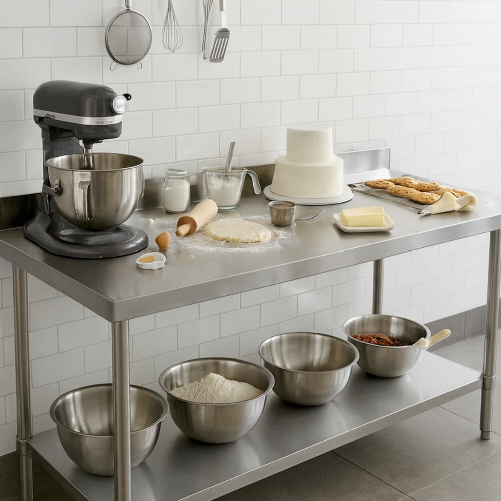 Mesada de Trabajo con Borde 90 cm Acero Inoxidable Mesada de Trabajo con Borde 90 cm Acero Inoxidable