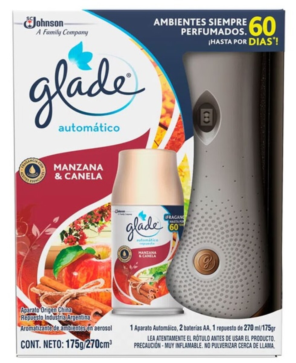 APARATO GLADE AUTOMATICO + REPUESTO 270 ML MANZANA/CANELA 