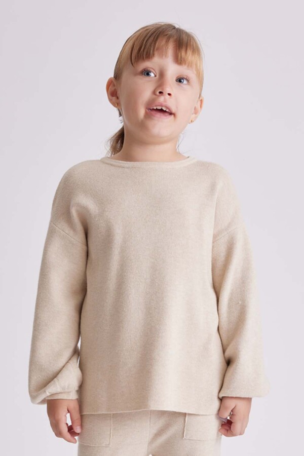 Buzo punto cortado Beige Melange