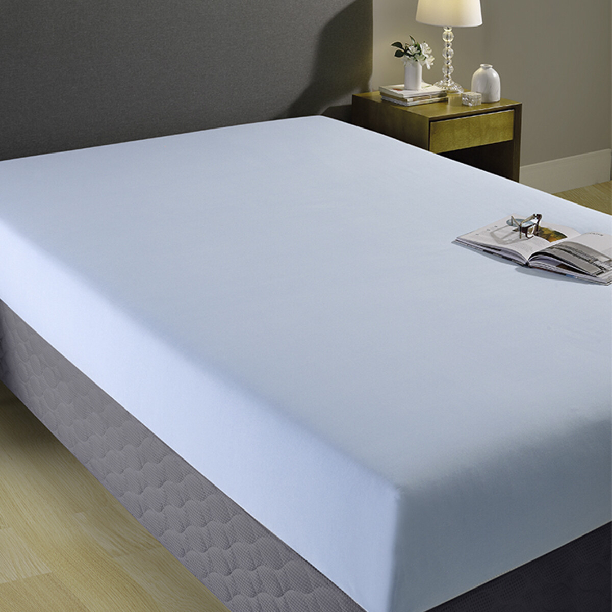 Sábana Ajustable Queen Size Richmond House 100% Microfibra - AZUL PIEDRA 