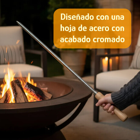 Espetón Simple 55cm P/Carnes Verduras Acero Cromado Reforzad Plateado