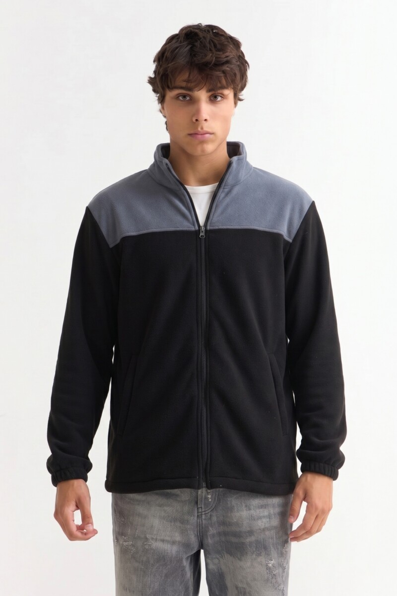 Campera de polar con corderito NEGRO