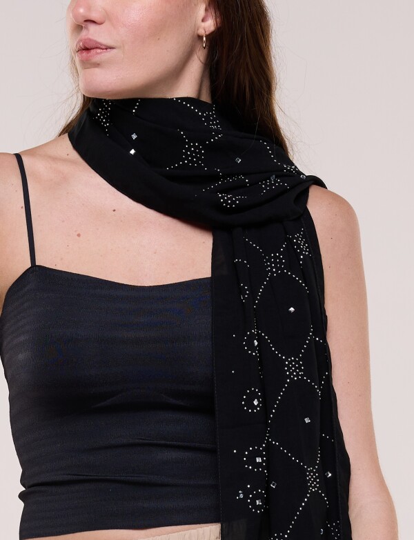 Pashmina Aplique Brillos NEGRO/PLATEADO