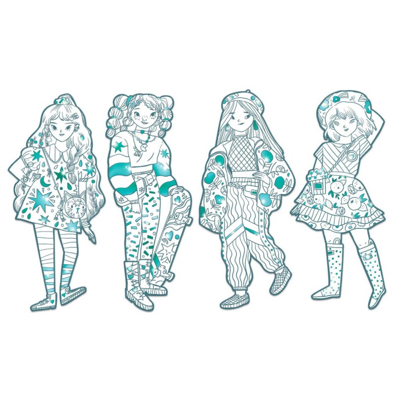 Laminas para colorear Fashion Angele & Firends