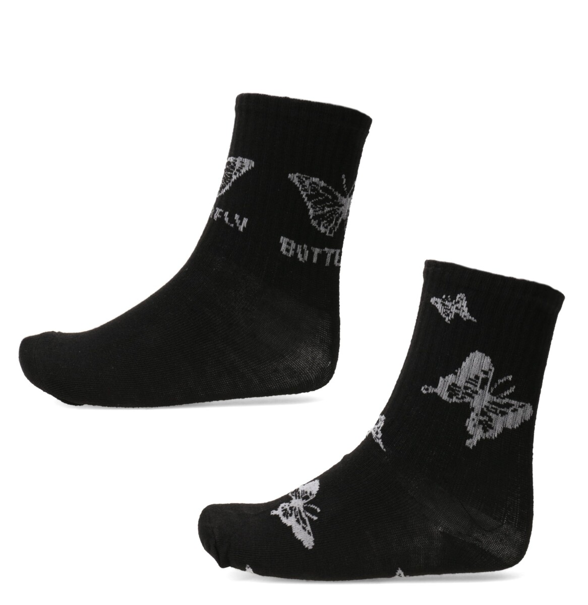 Medias Infantiles N+ Mariposa - Negro - Gris 