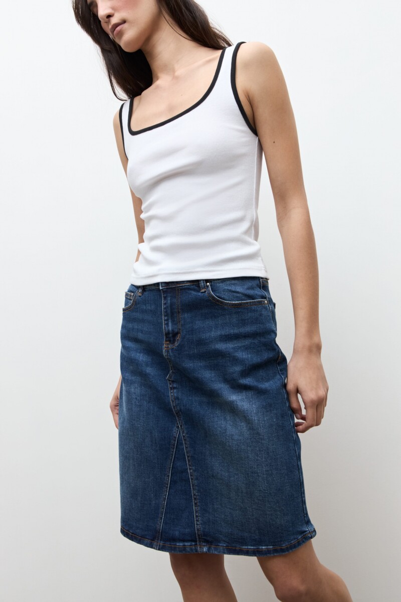 Falda midi de jean jean medio