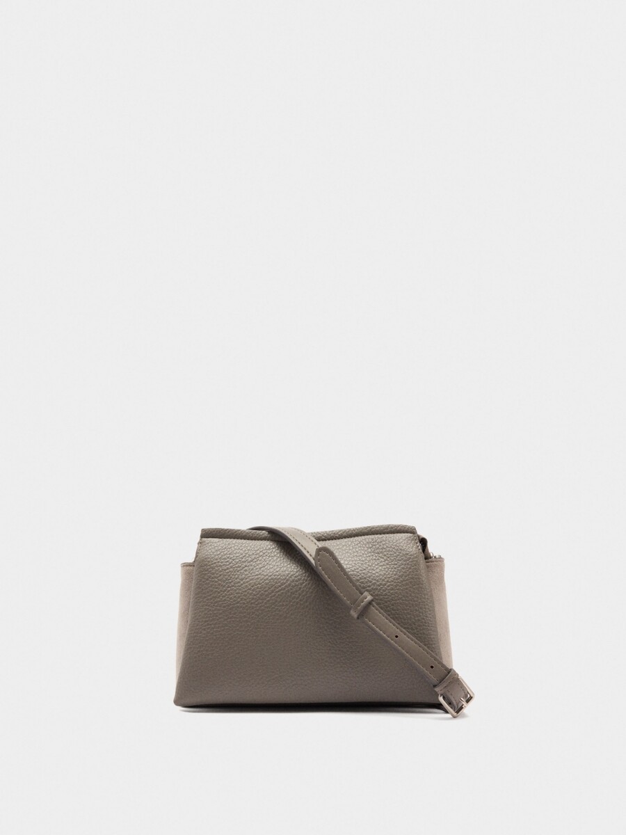 Bolso Bandolera Con Textura Efecto Piel gris