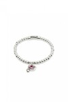 PULSERA DE BOLAS BAÑADAS EN PLATA DE LEY CON CRISTAL ROSA Pulsera