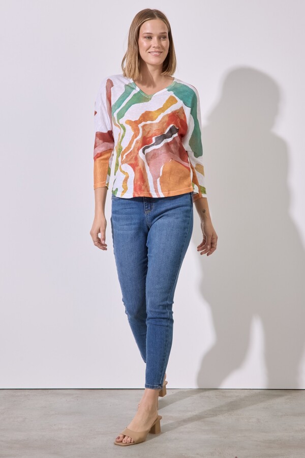 Blusa Tejido Printed MULTI/TOSTADO